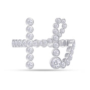 Initial Letter "H" Alphabet, White Cubic Zirconia Bezel Set Promise Ring