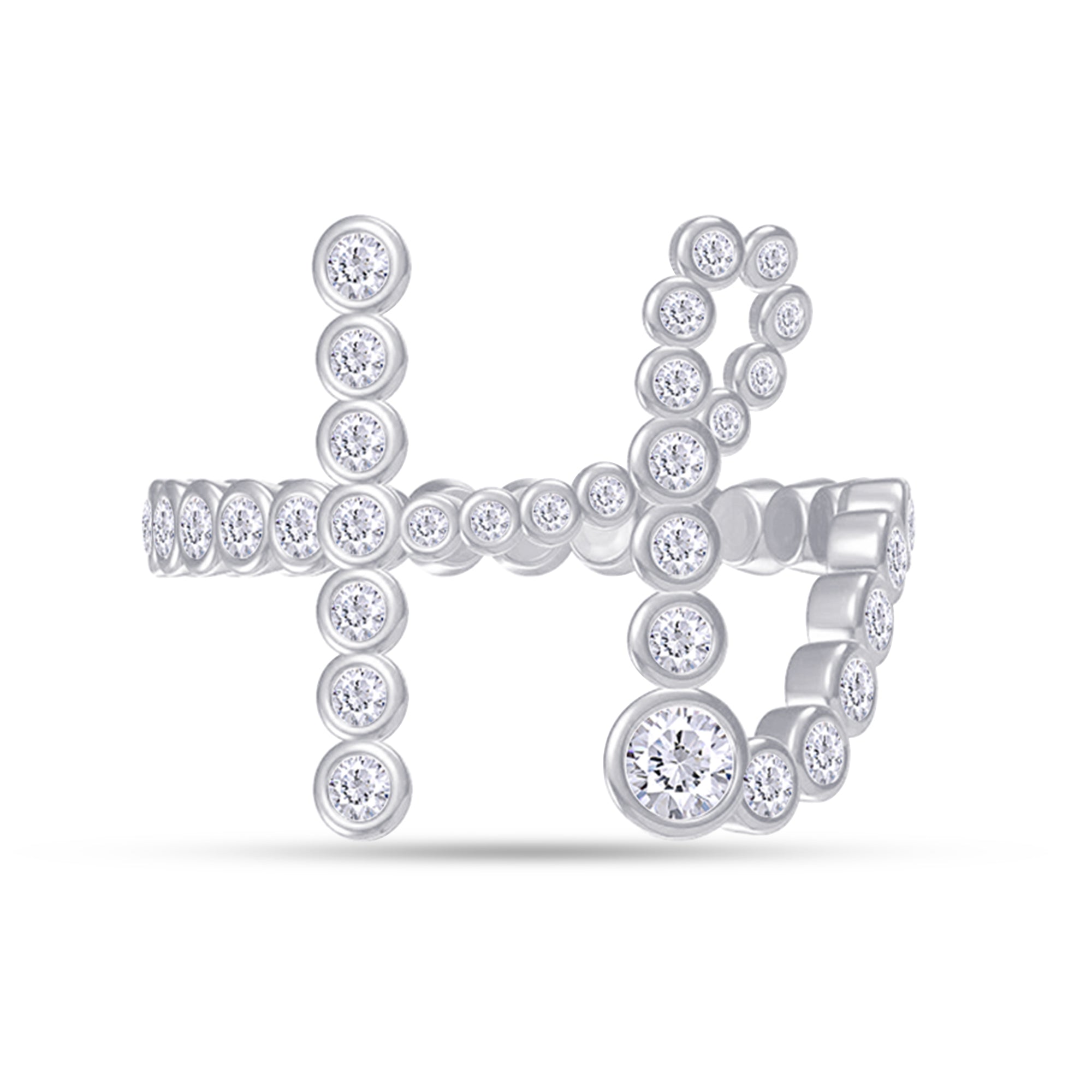 Initial Letter "H" Alphabet, White Cubic Zirconia Bezel Set Promise Ring
