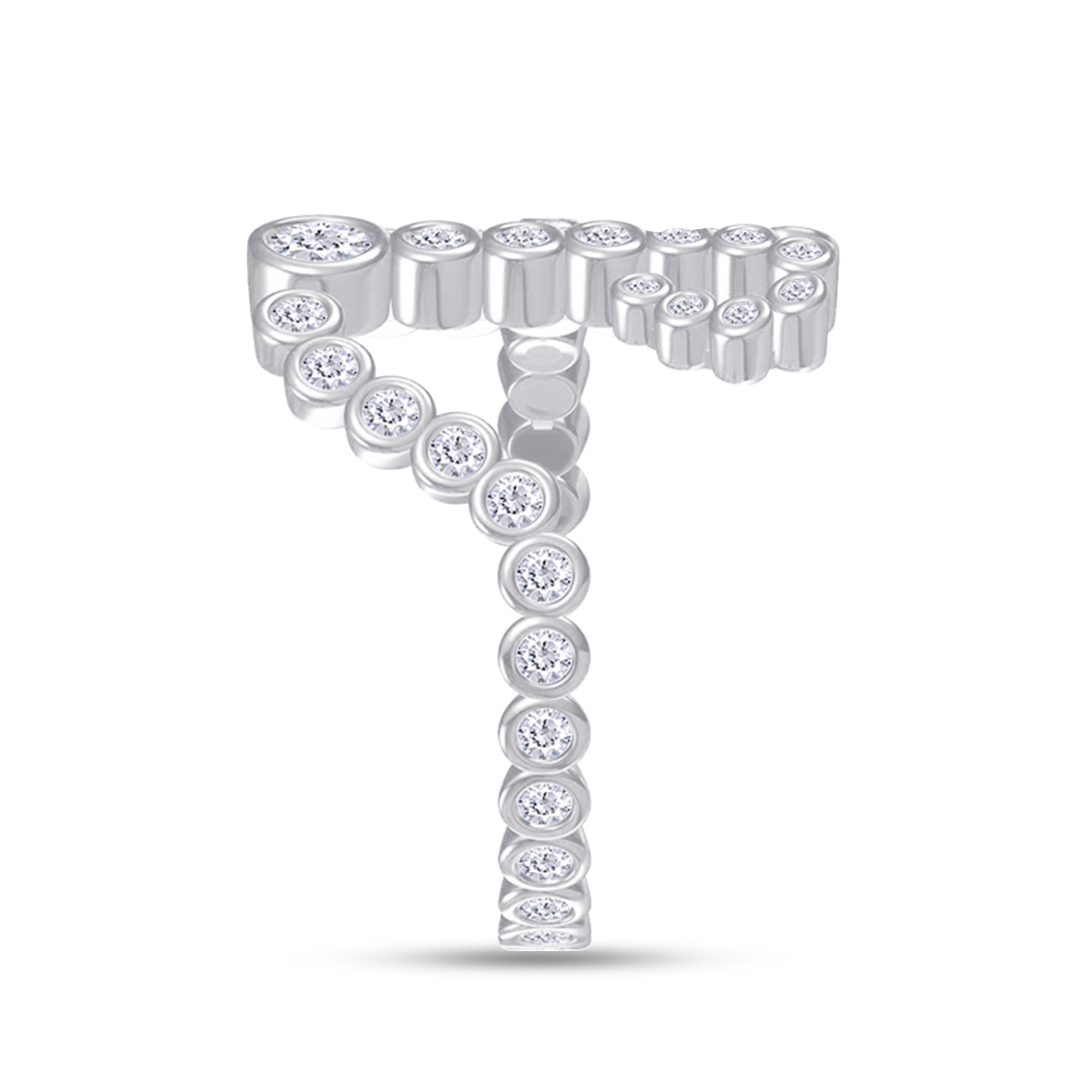 Initial Letter "H" Alphabet, White Cubic Zirconia Bezel Set Promise Ring