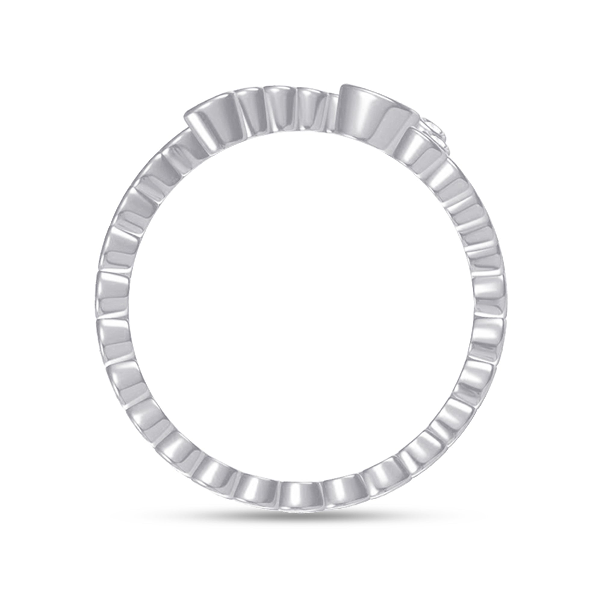 Initial Letter "H" Alphabet, White Cubic Zirconia Bezel Set Promise Ring