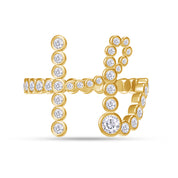 Initial Letter "H" Alphabet, White Cubic Zirconia Bezel Set Promise Ring