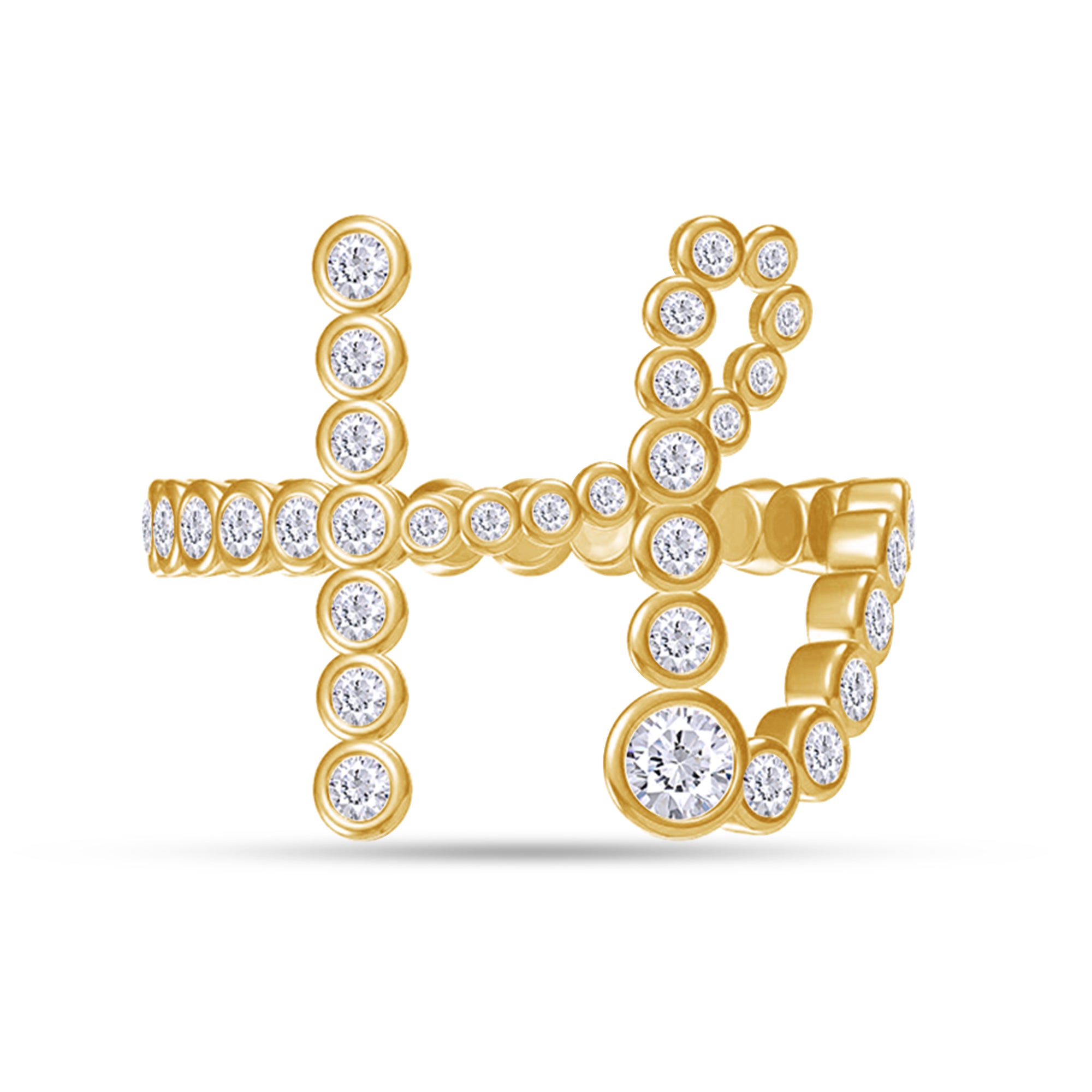 Initial Letter "H" Alphabet, White Cubic Zirconia Bezel Set Promise Ring