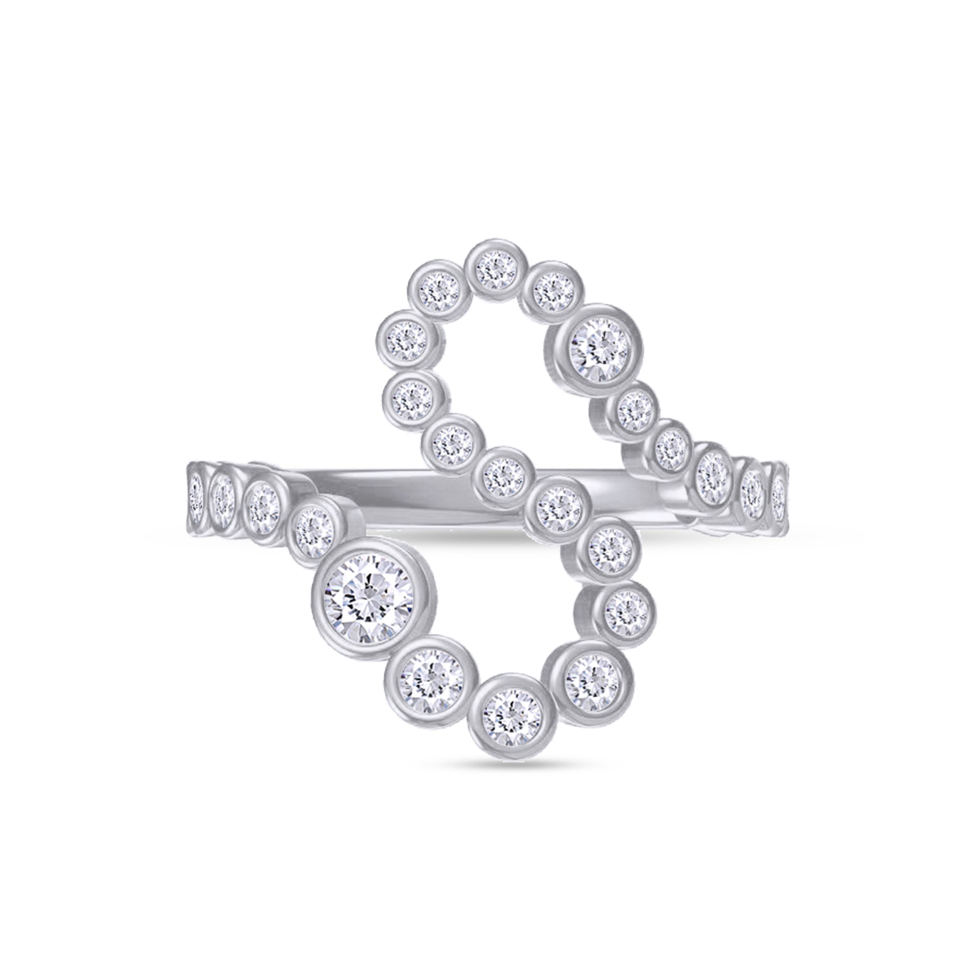 Bubble Round Lab Created Moissanite Initial Letter Ring