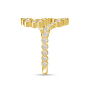 Bubble Round Lab Created Moissanite Initial Letter Ring