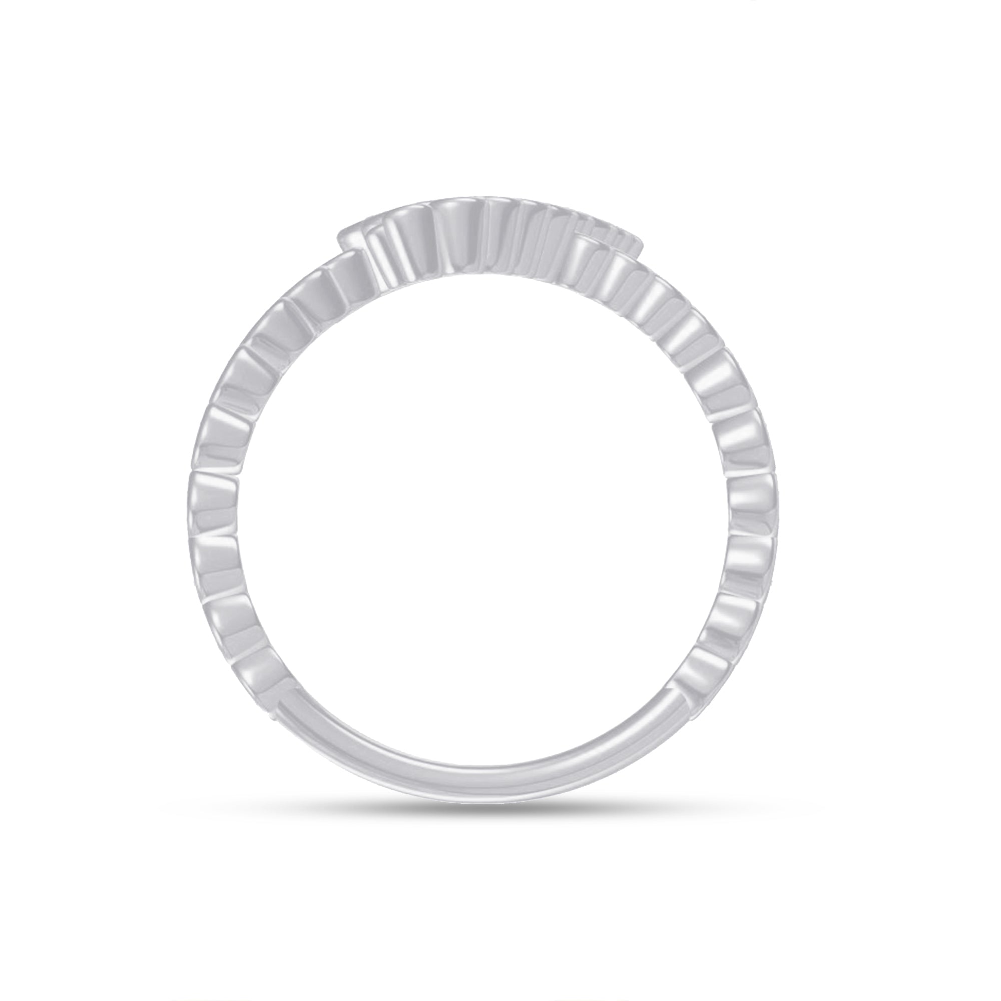 Bubble Round Lab Created Moissanite Initial Letter Ring