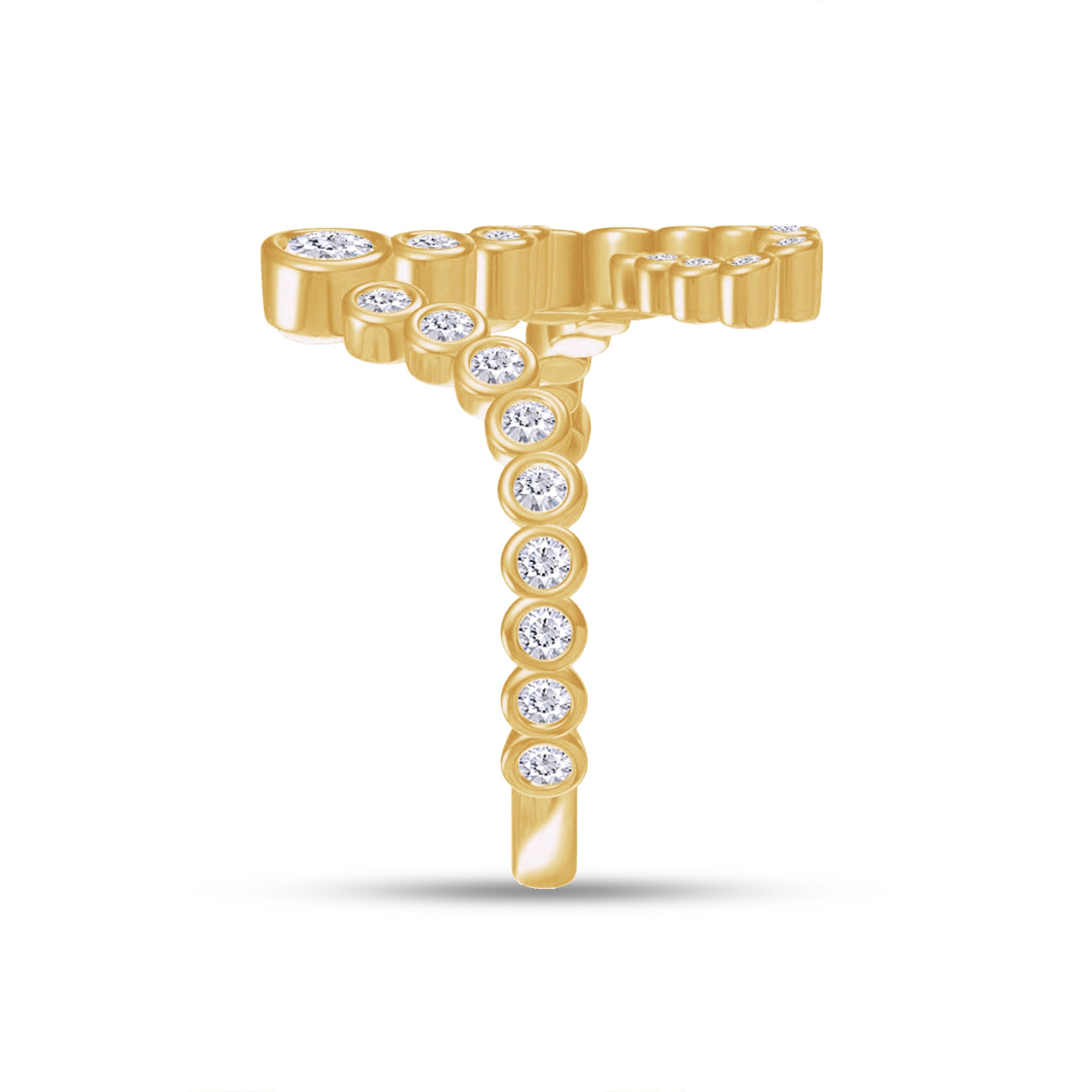 Bubble Round Lab Created Moissanite Initial Letter Ring