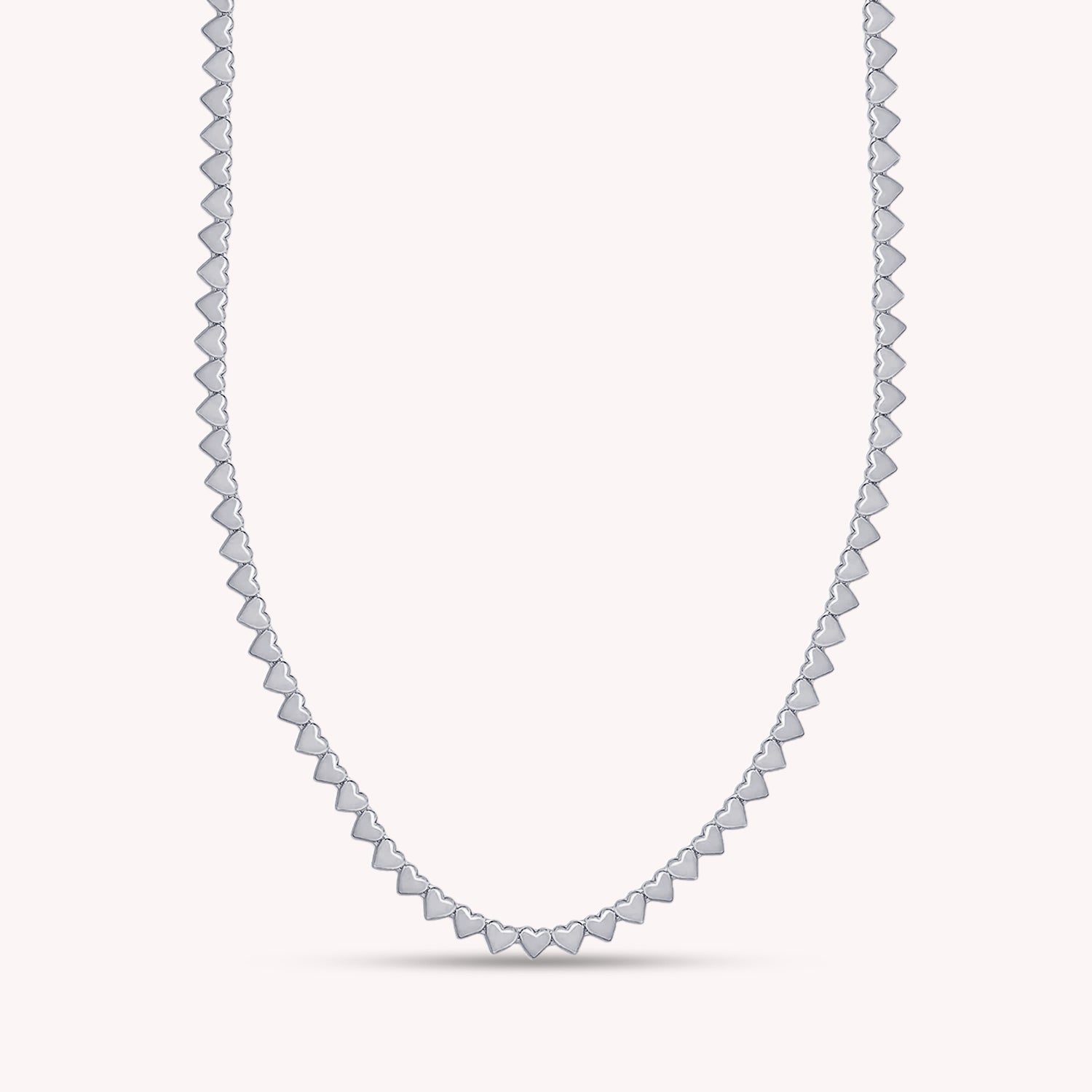 4MM Plain Heart Shape Link Necklace (16" to 20")