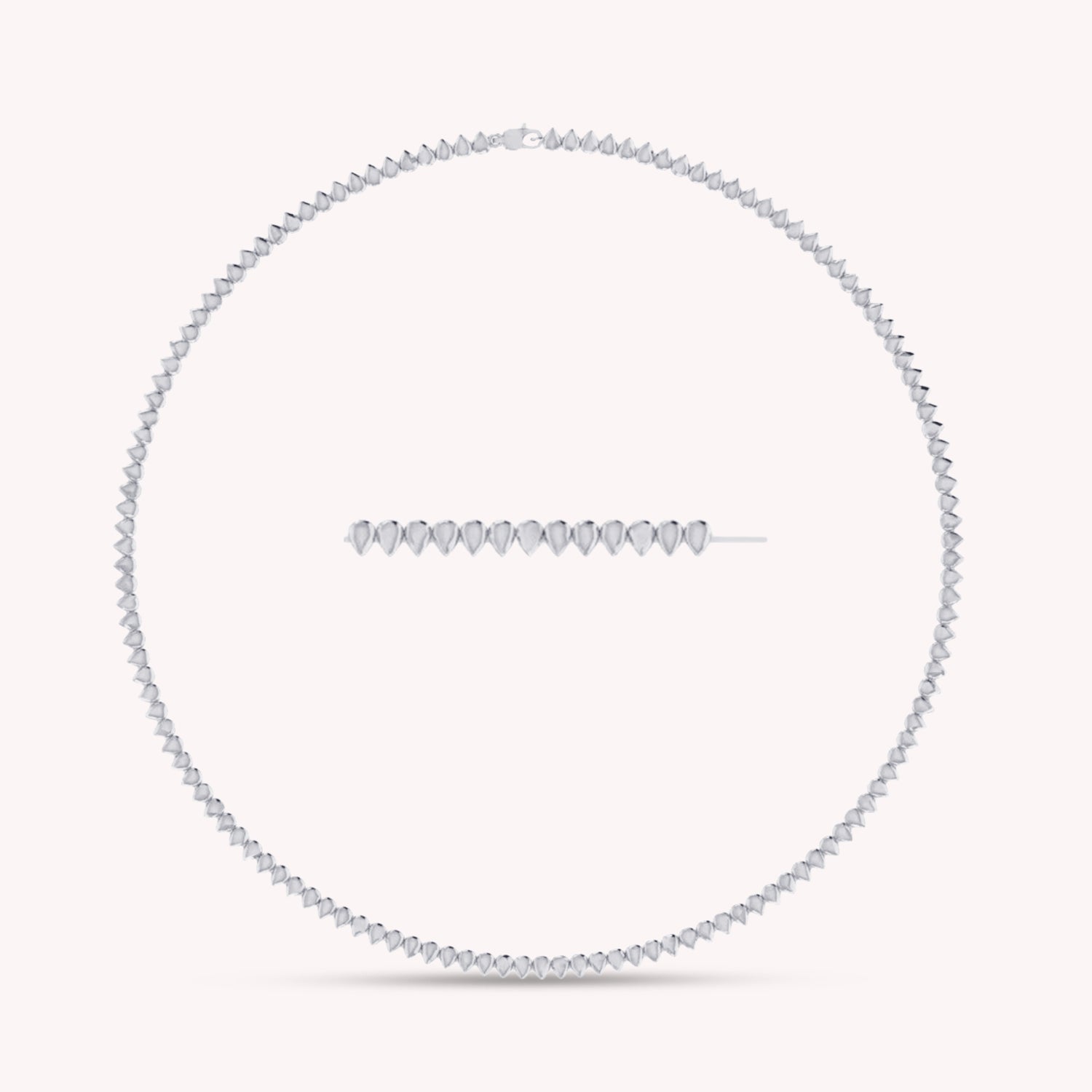 4MM Plain Pear Shape Link Necklace (16" to 20")