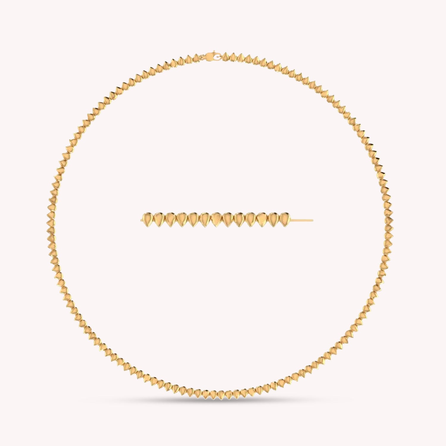 4MM Plain Pear Shape Link Necklace (16" to 20")