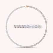 Half & Half Round and Baguette Shape Lab Created Moissanite Tennis Chain Necklace