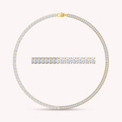 Half & Half Round and Baguette Shape Lab Created Moissanite Tennis Chain Necklace