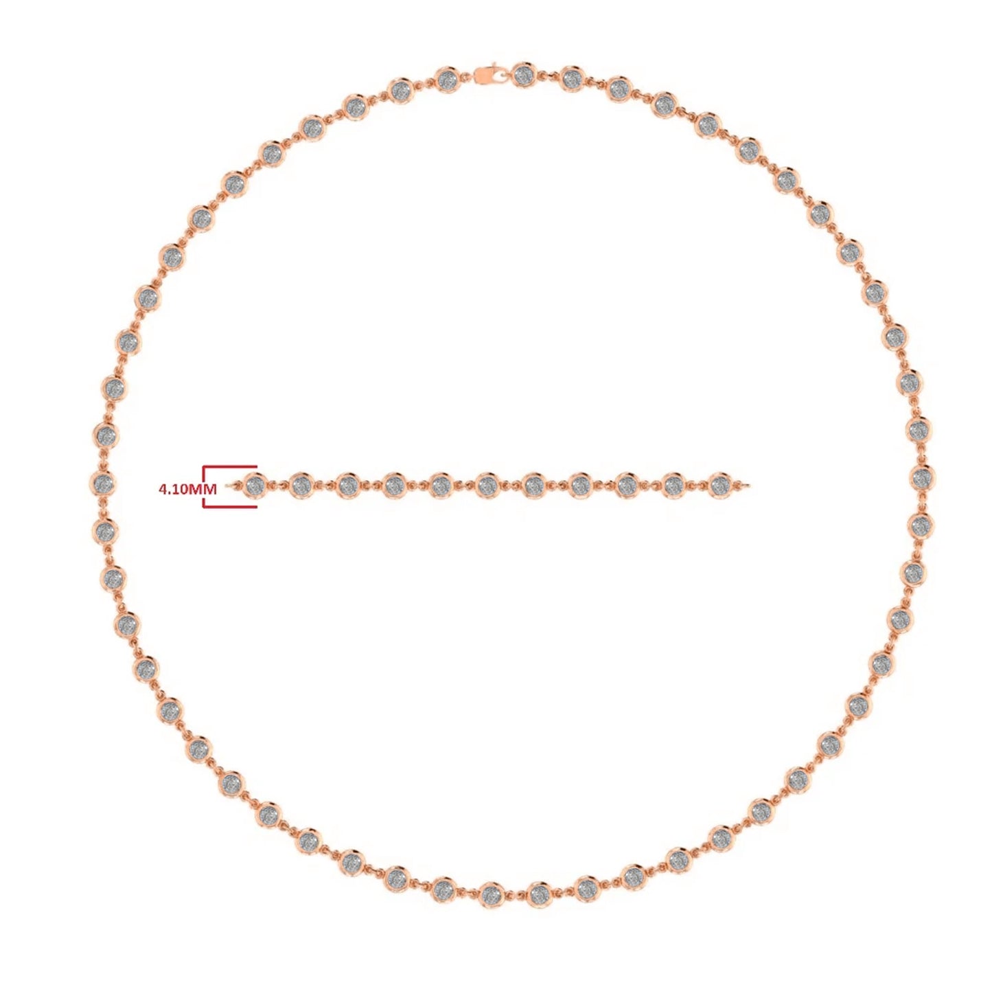 5 1/4 Carat Link Chain Necklace In Moissanite with 4.10MM Width