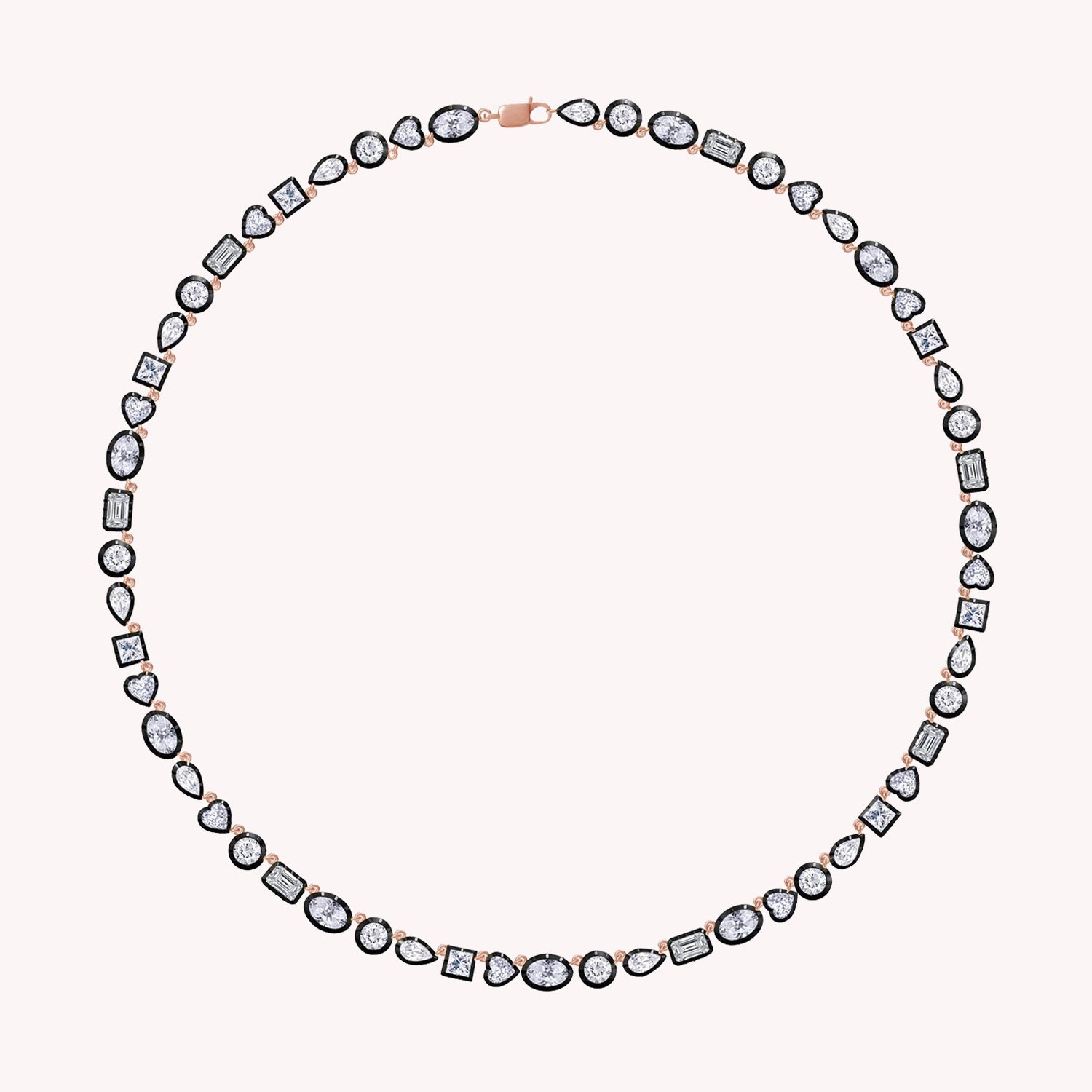 Multi-Shape Two Tone Choker Tennis Necklaces Lab Created Moissanite