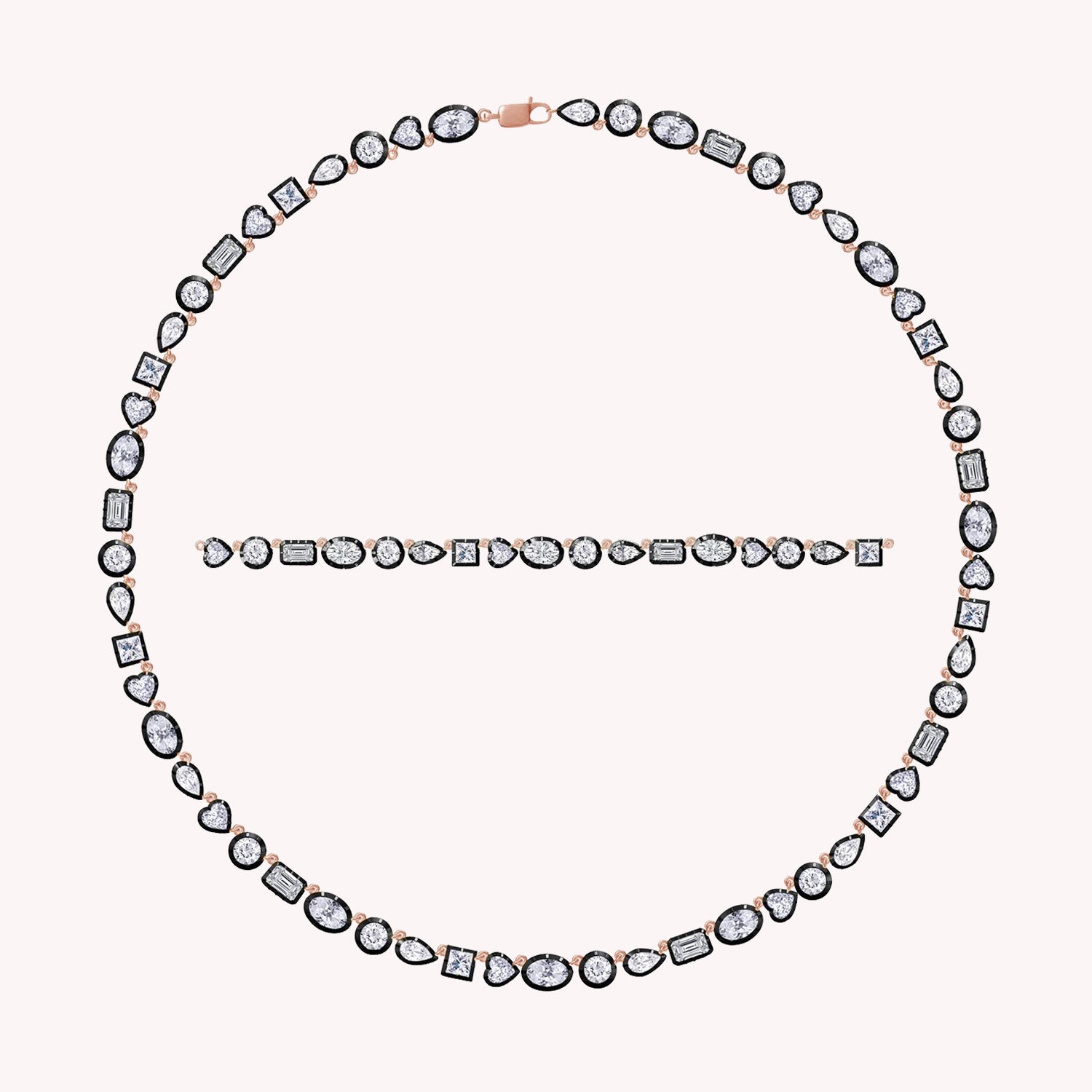 Multi-Shape Two Tone Choker Tennis Necklaces Lab Created Moissanite