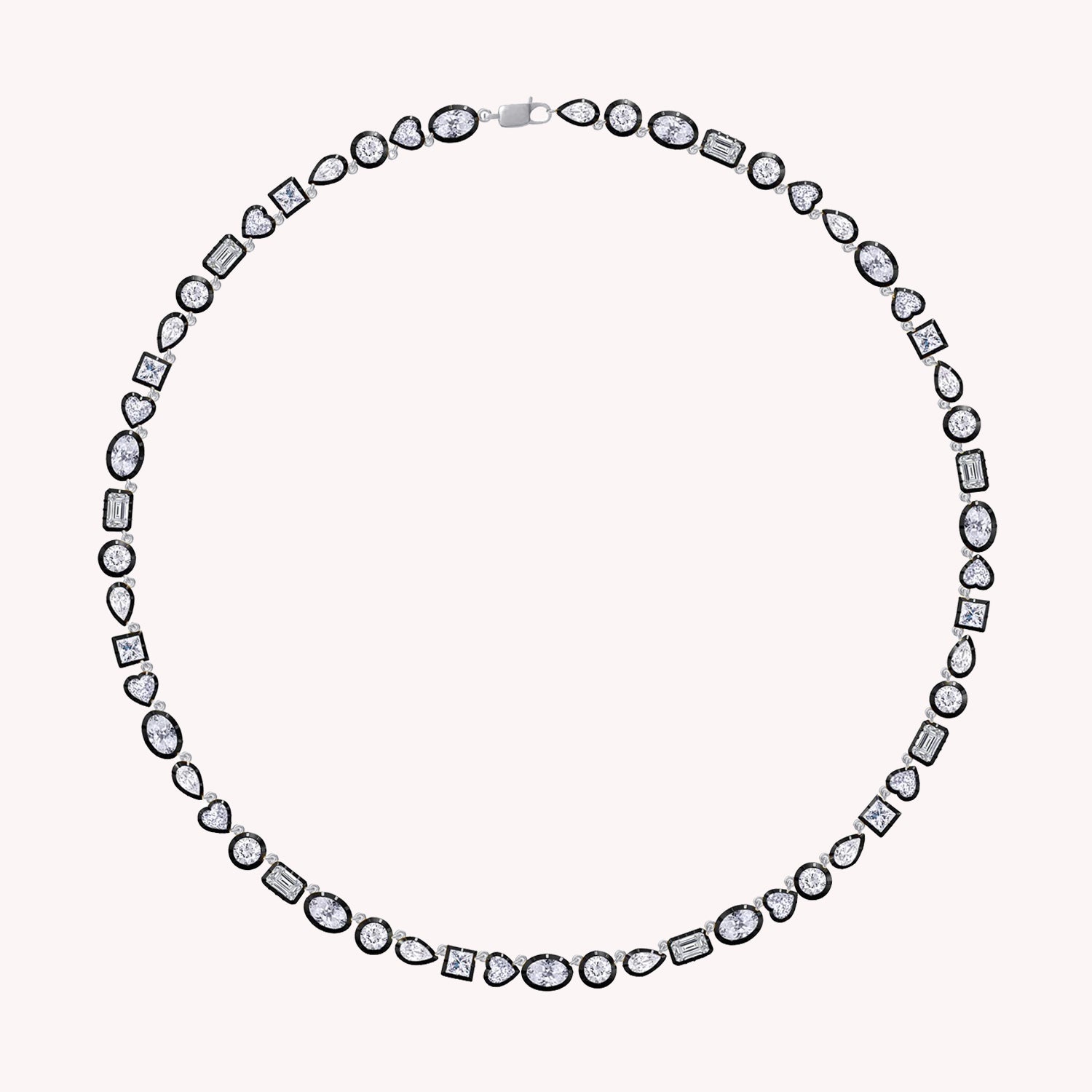 Multi-Shape Two Tone Choker Tennis Necklaces Lab Created Moissanite