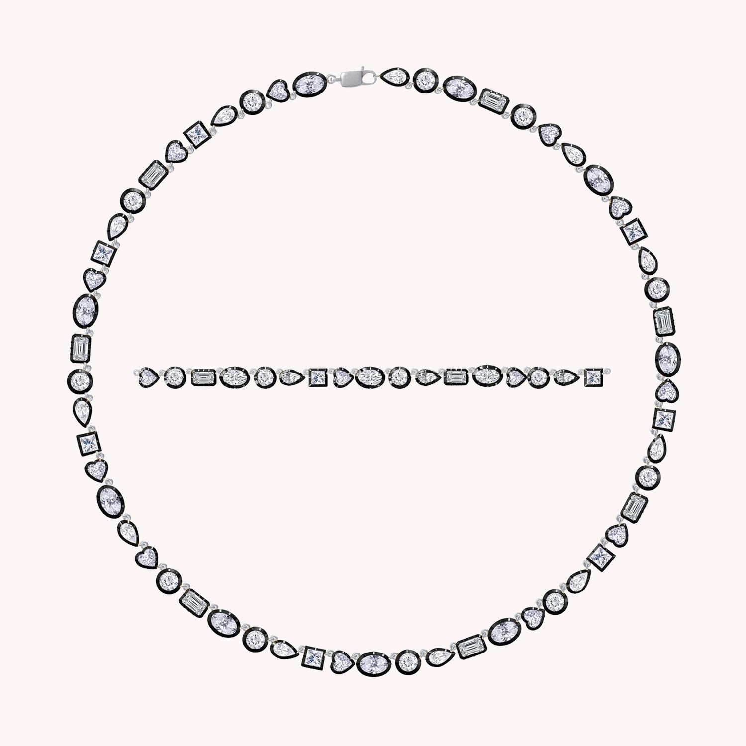 Multi-Shape Two Tone Choker Tennis Necklaces Lab Created Moissanite