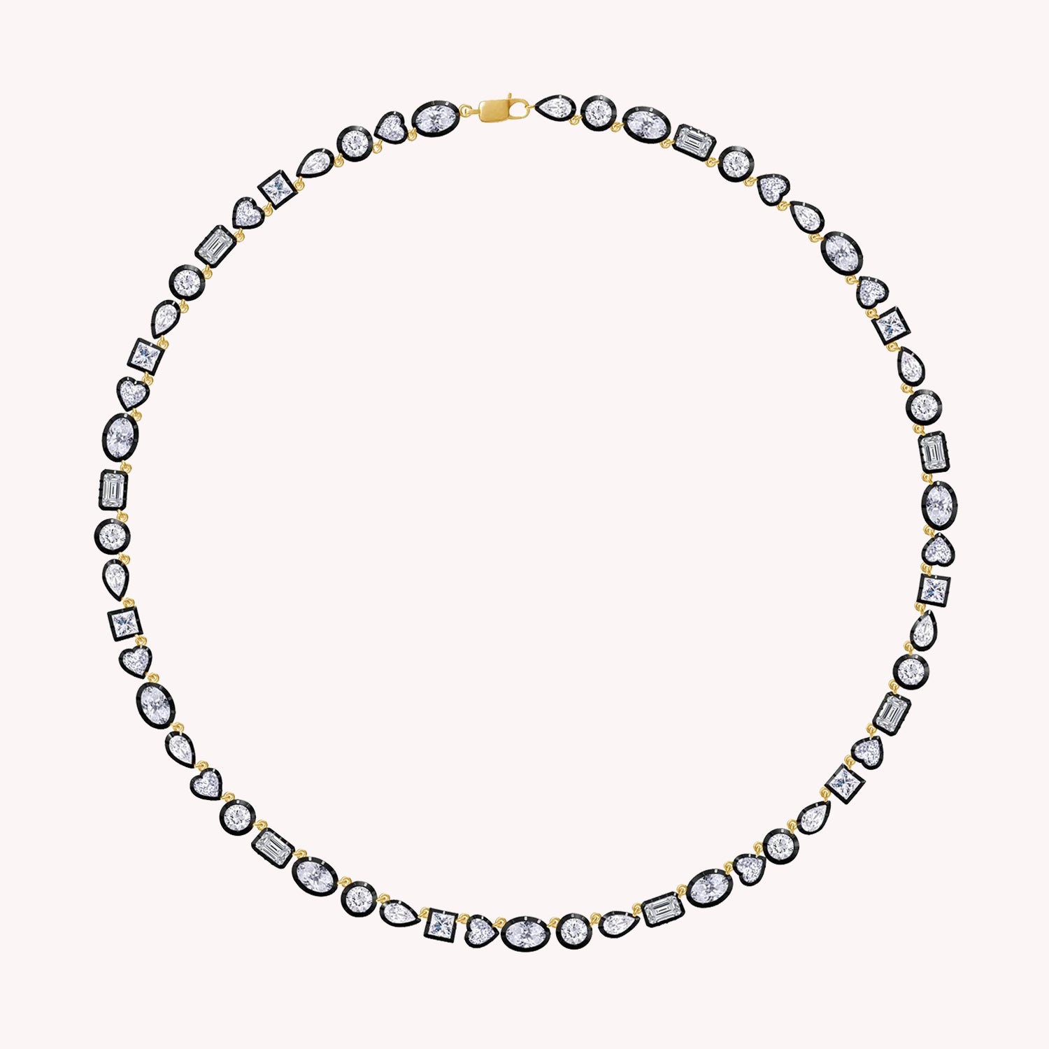 Multi-Shape Two Tone Choker Tennis Necklaces Lab Created Moissanite