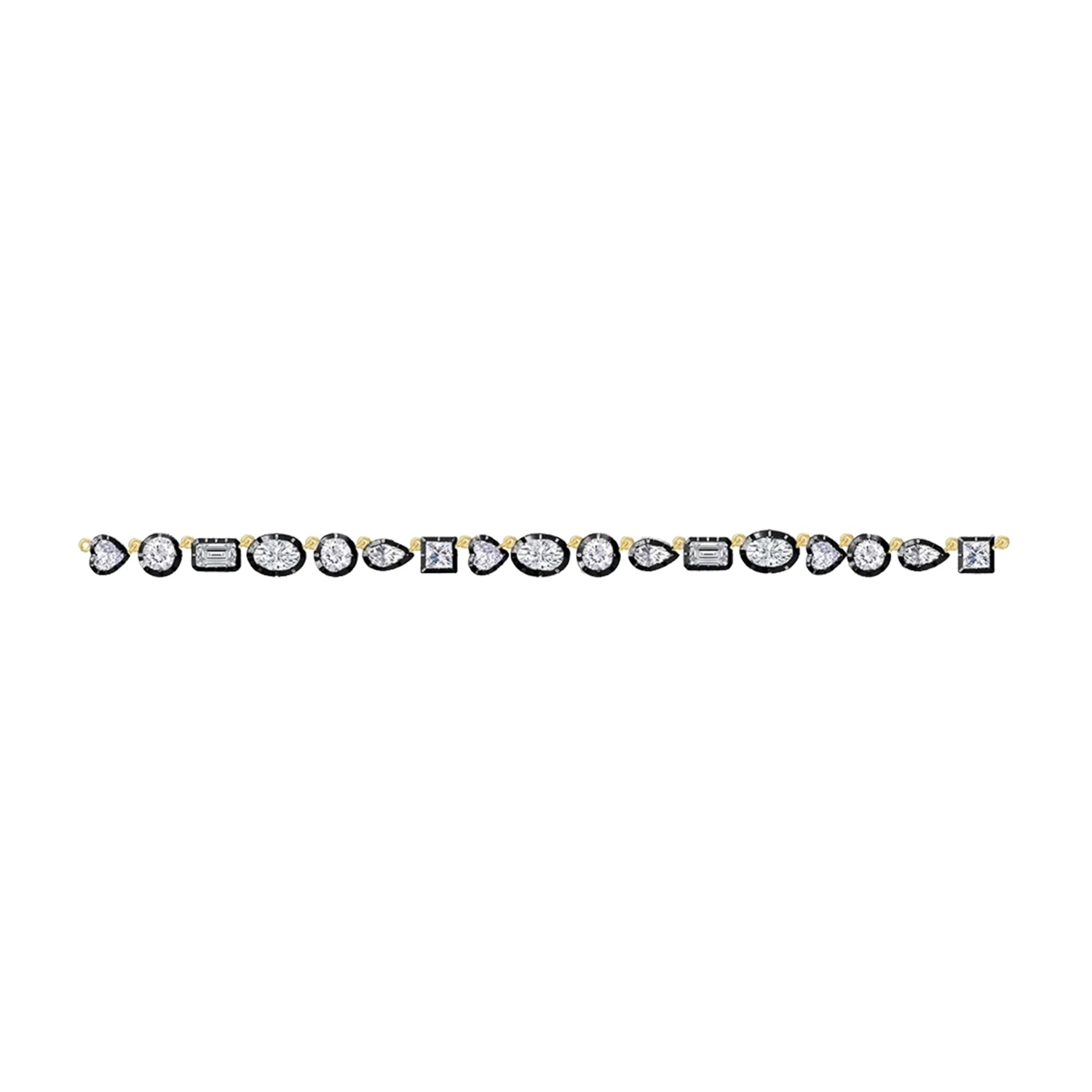 Multi-Shape Two Tone Choker Tennis Necklaces Lab Created Moissanite