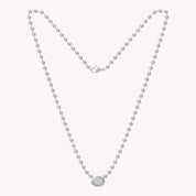 Oval Shape Solitaire Lab Created Moissanite Bead Chain Necklace