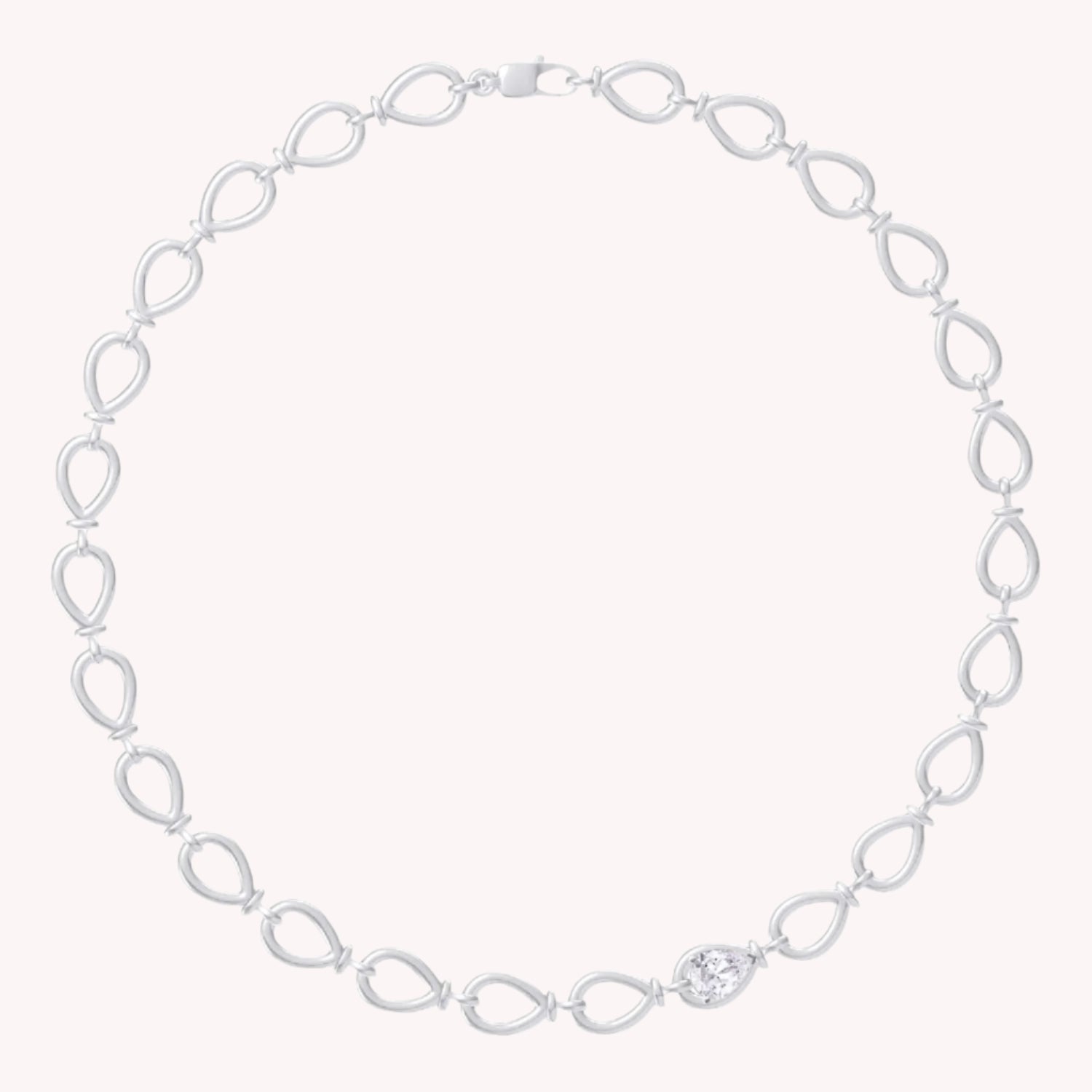 Teardrop Link Chain Necklace In Lab Created Moissanite