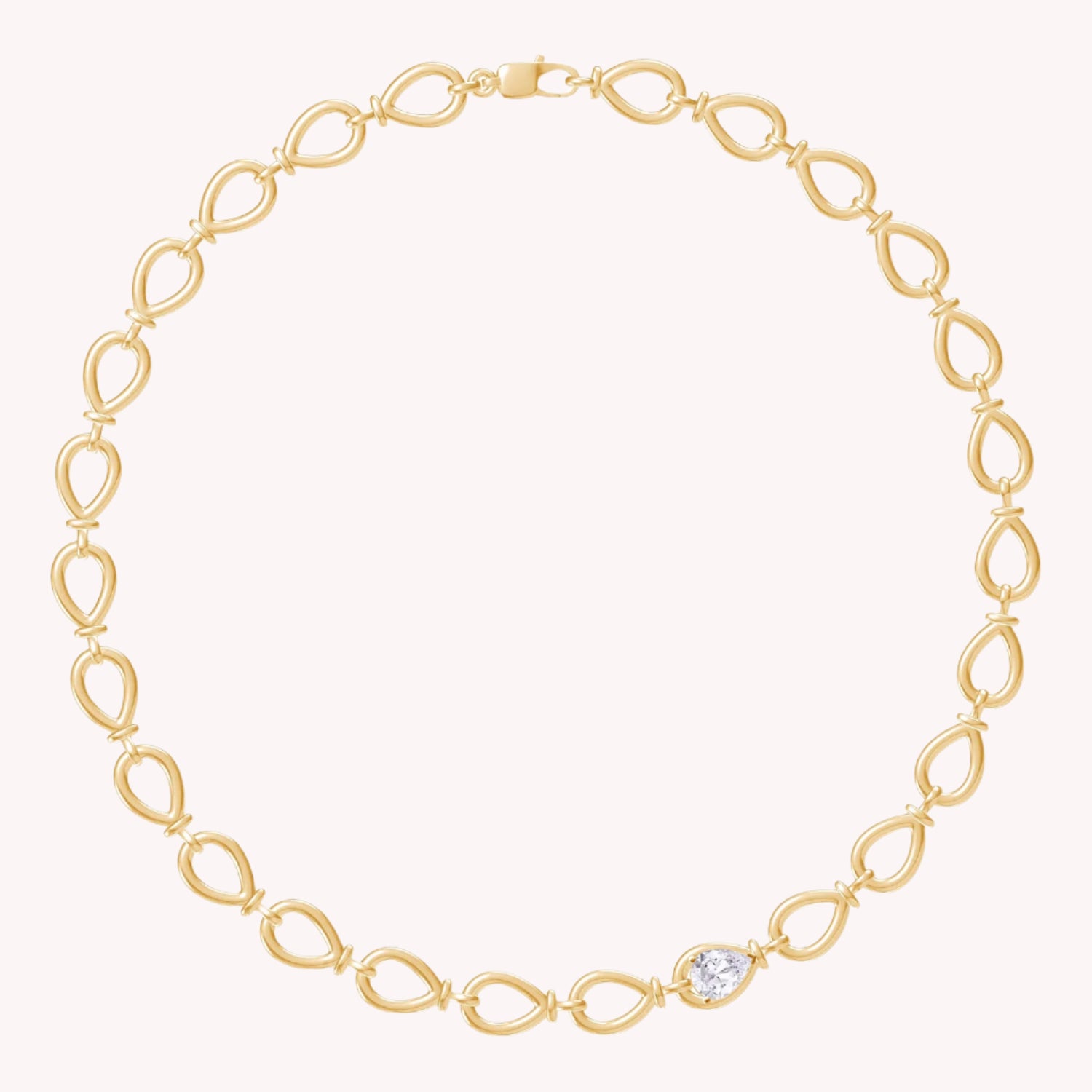 Teardrop Link Chain Necklace In Lab Created Moissanite
