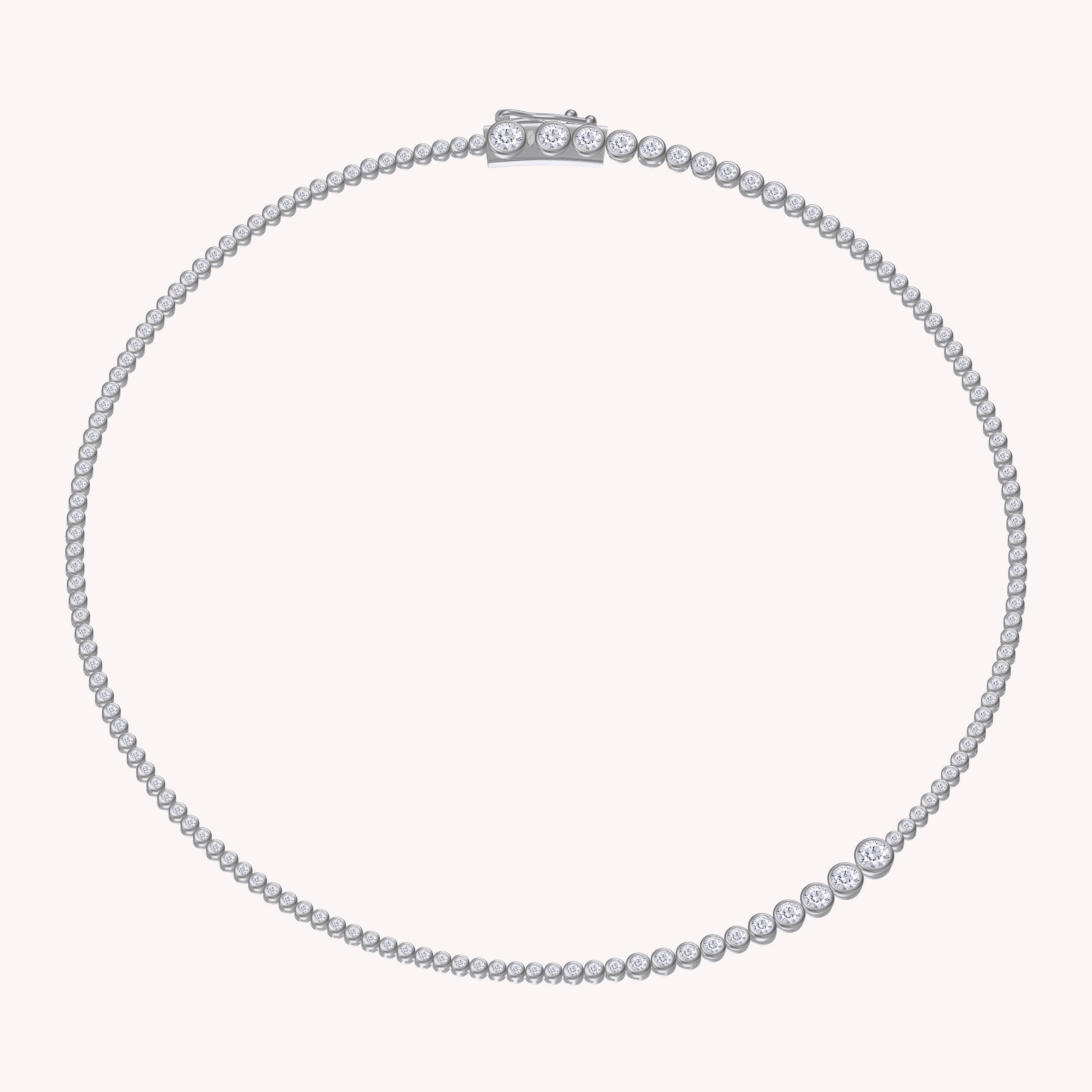 4.20 Carat Round Shape Lab Created Moissanite Graduated Tennis Necklace