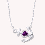 Simulated Birthstone Anchor Pendant Necklace for Women