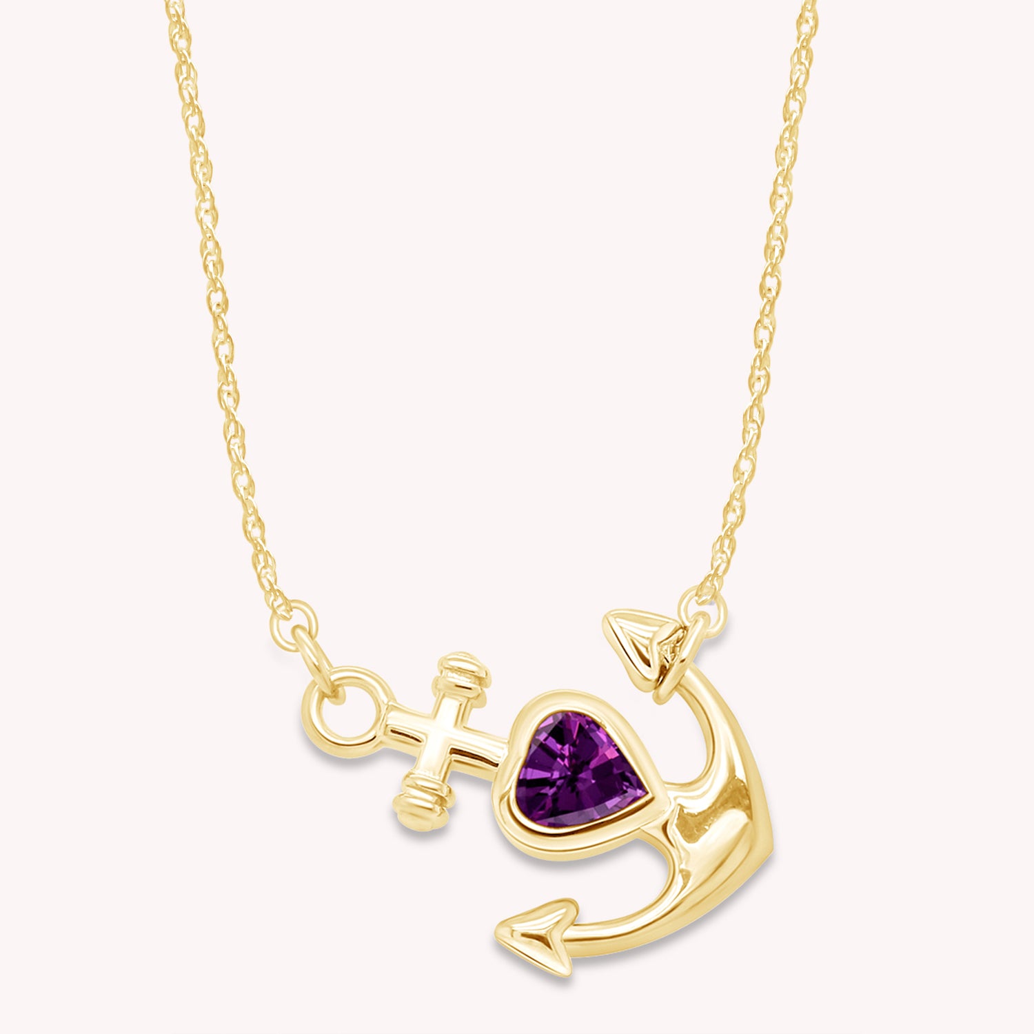 Simulated Birthstone Anchor Pendant Necklace for Women