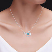 Simulated Birthstone Anchor Pendant Necklace for Women