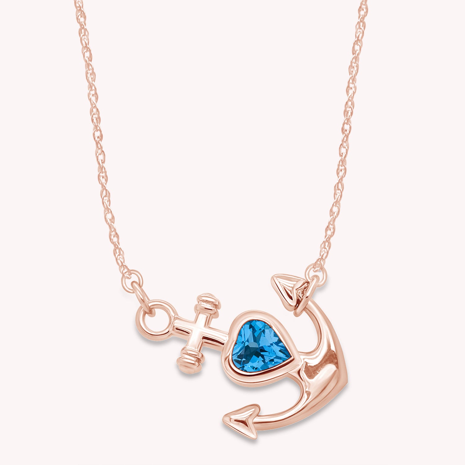 Simulated Birthstone Anchor Pendant Necklace for Women