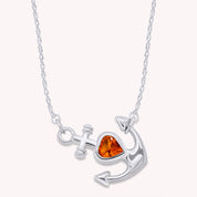 Simulated Birthstone Anchor Pendant Necklace for Women
