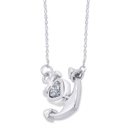 Simulated Birthstone Anchor Pendant Necklace for Women
