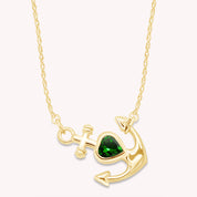 Simulated Birthstone Anchor Pendant Necklace for Women