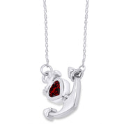 Simulated Birthstone Anchor Pendant Necklace for Women