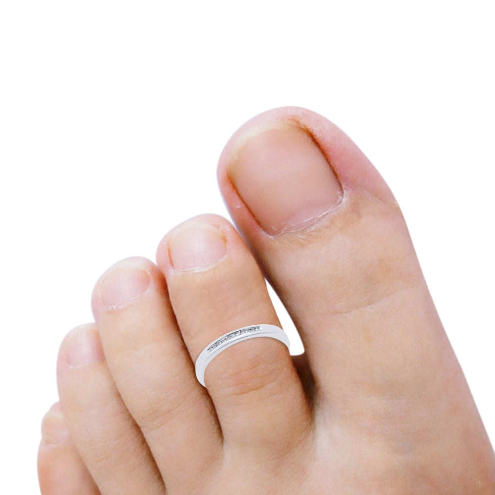 Natural Diamond Accent Adjustable Toe Ring for Women