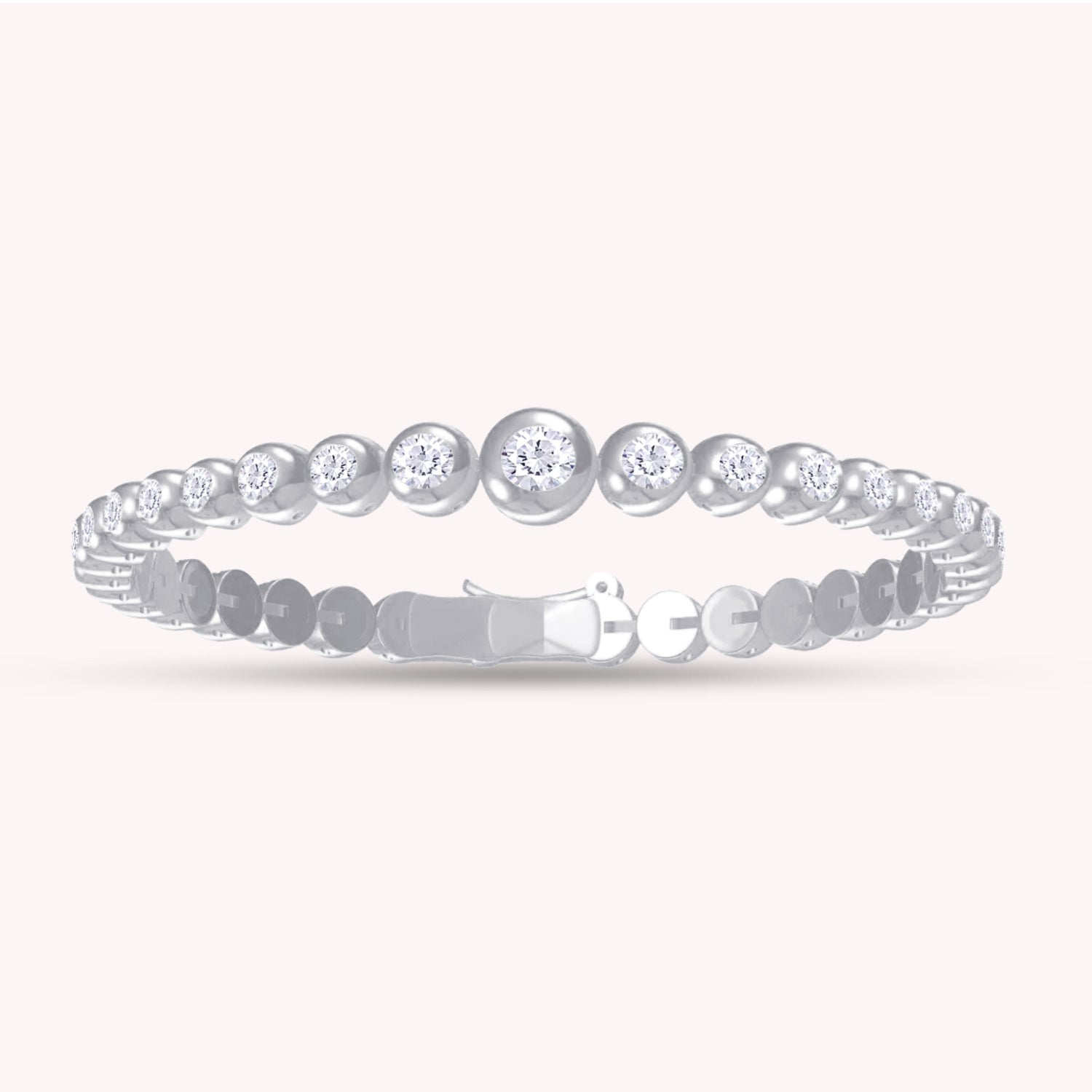 Tennis Bracelet White Cubic Zirconia with Safety Box With Tongue
