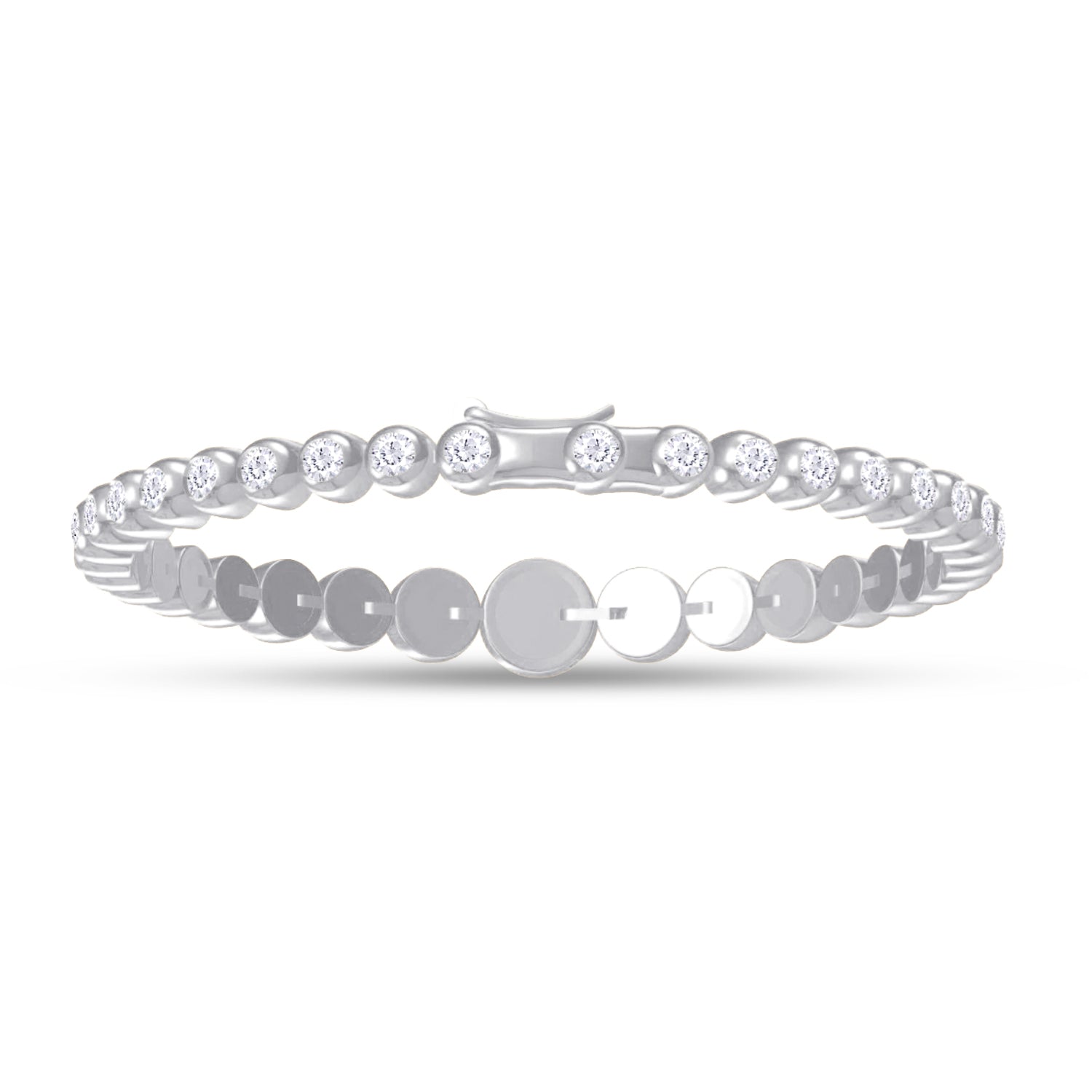 Tennis Bracelet White Cubic Zirconia with Safety Box With Tongue