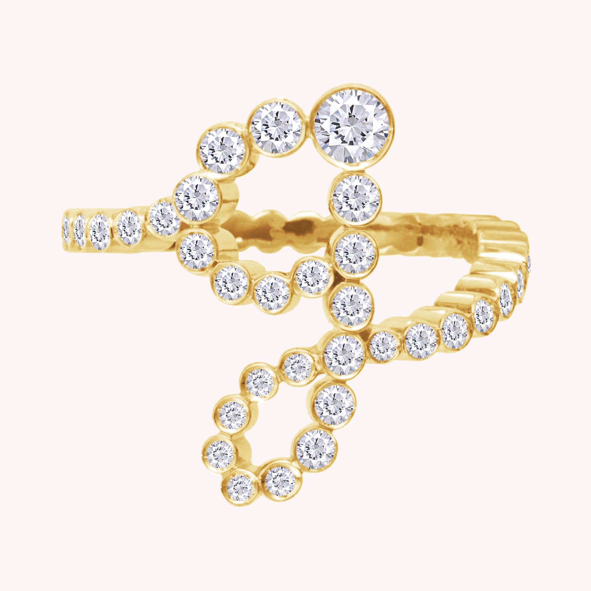 Bubble Round Lab Created Moissanite Initial Letter Ring