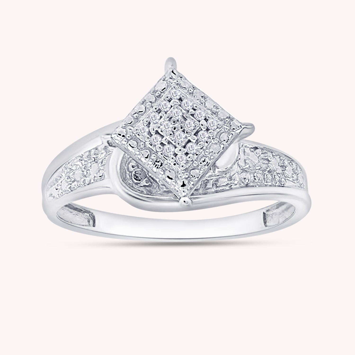 White Natural Diamond Cluster Ring for Women
