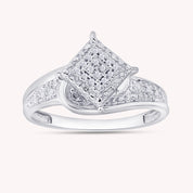 White Natural Diamond Cluster Ring for Women