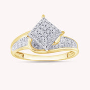 White Natural Diamond Cluster Ring for Women