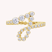 Bubble Round Lab Created Moissanite Initial Letter Ring