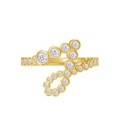 Initial Letter "J" Alphabet, White Cubic Zirconia Bezel Set Promise Ring