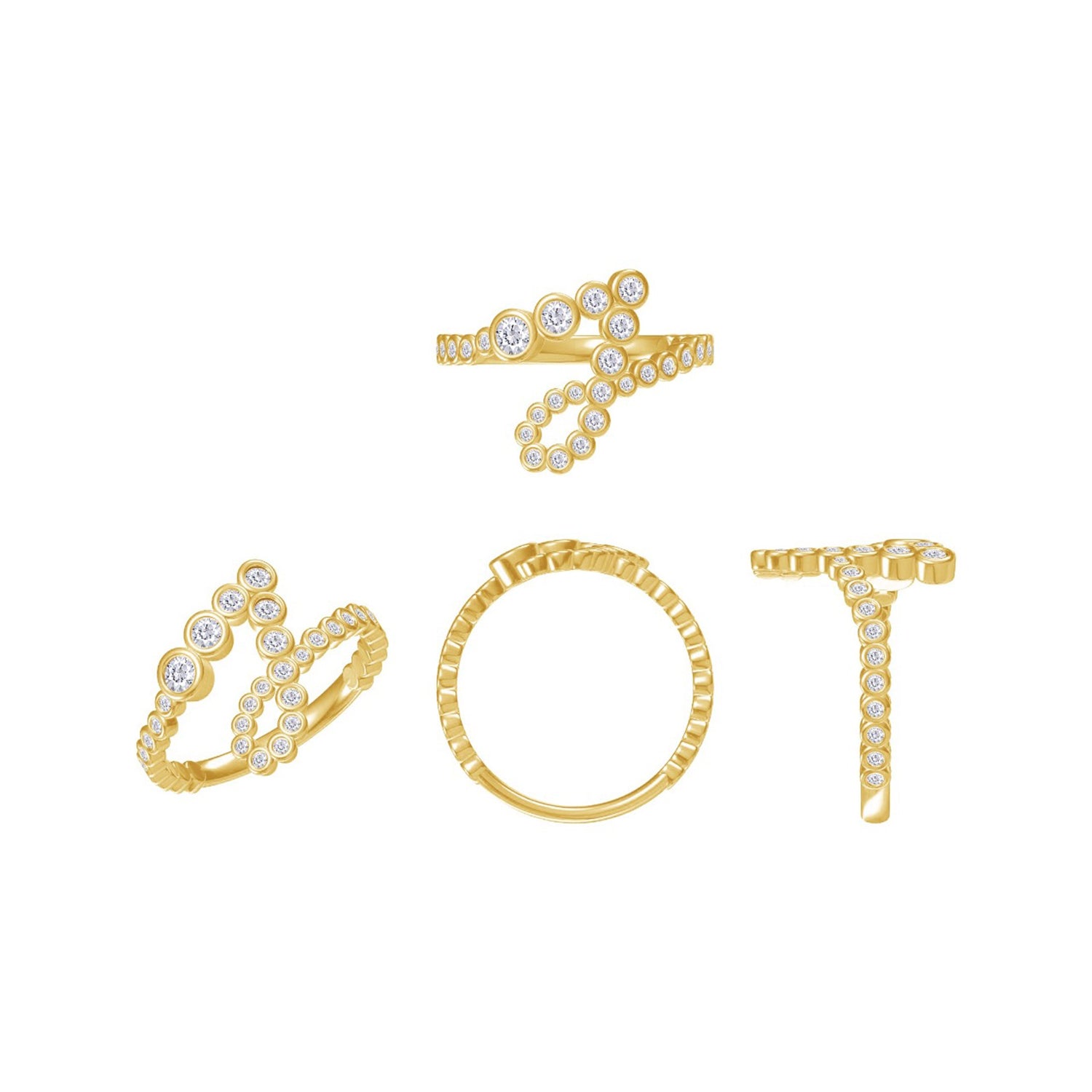 Initial Letter "J" Alphabet, White Cubic Zirconia Bezel Set Promise Ring