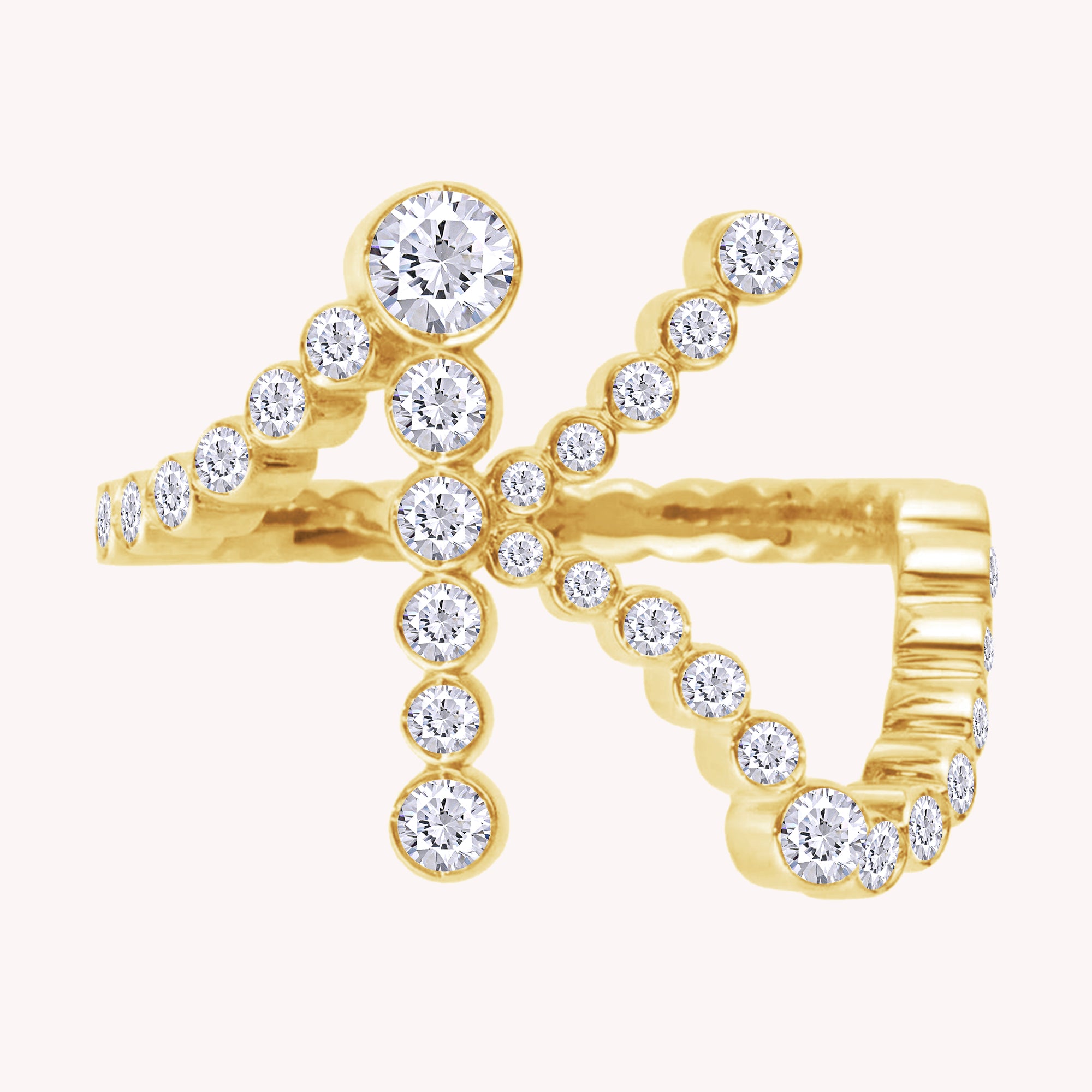 Bubble Round Lab Created Moissanite Initial Letter Ring