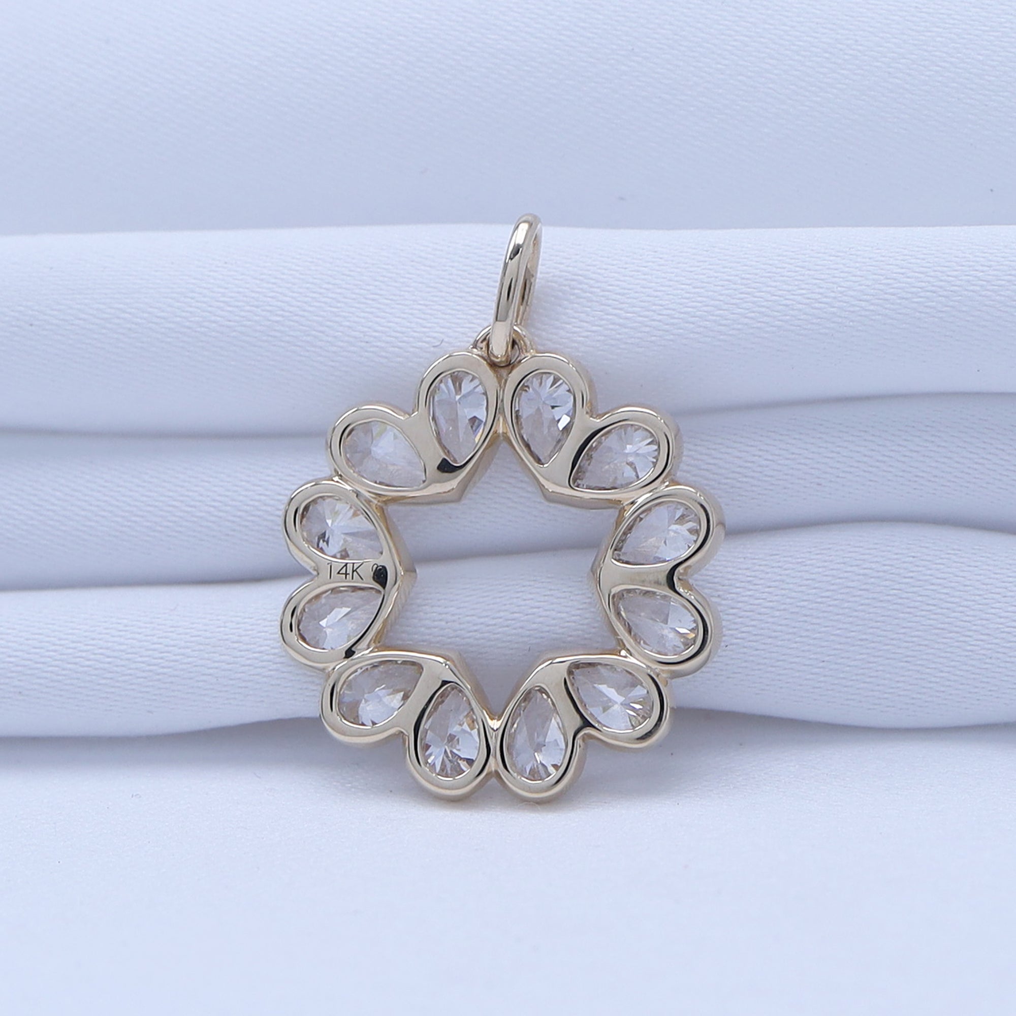 Heart Dainty Pear Cut Lab Grown Diamond Charm Pendant Without Chain