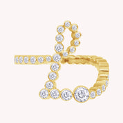 Bubble White Cubic Zirconia Initial Letter Ring