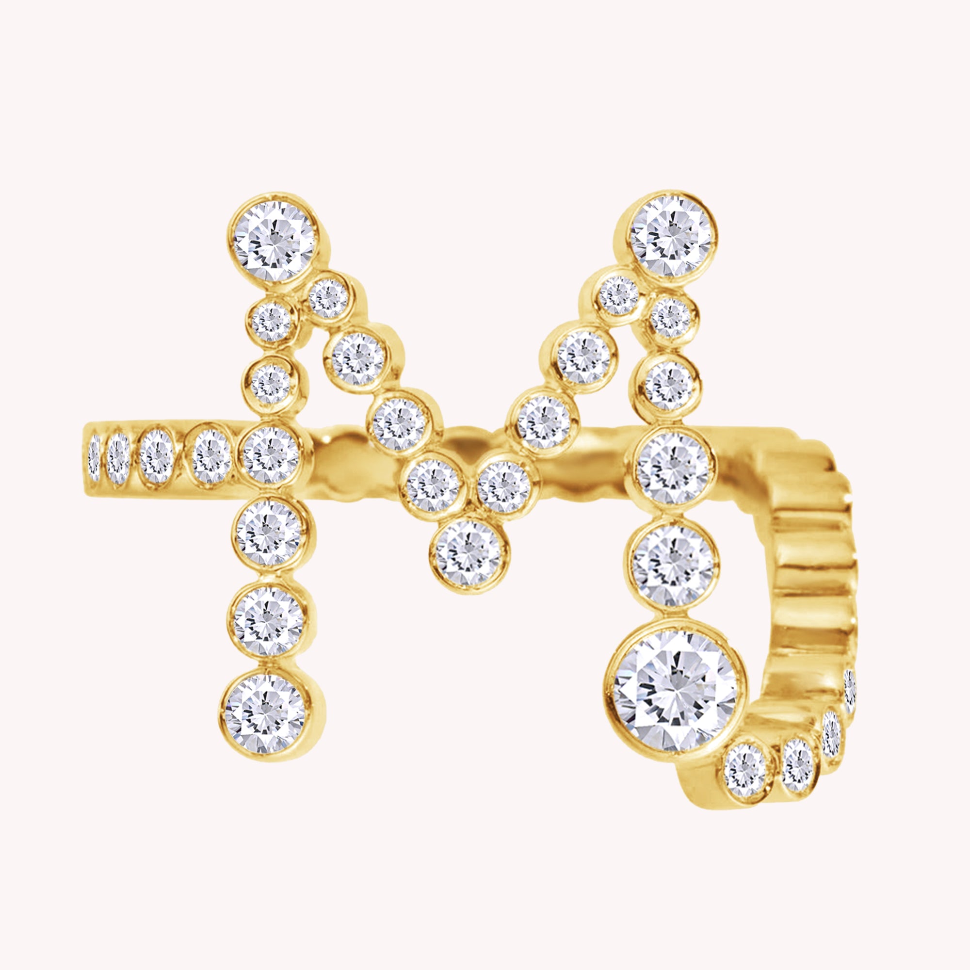 Bubble White Cubic Zirconia Initial Letter Ring