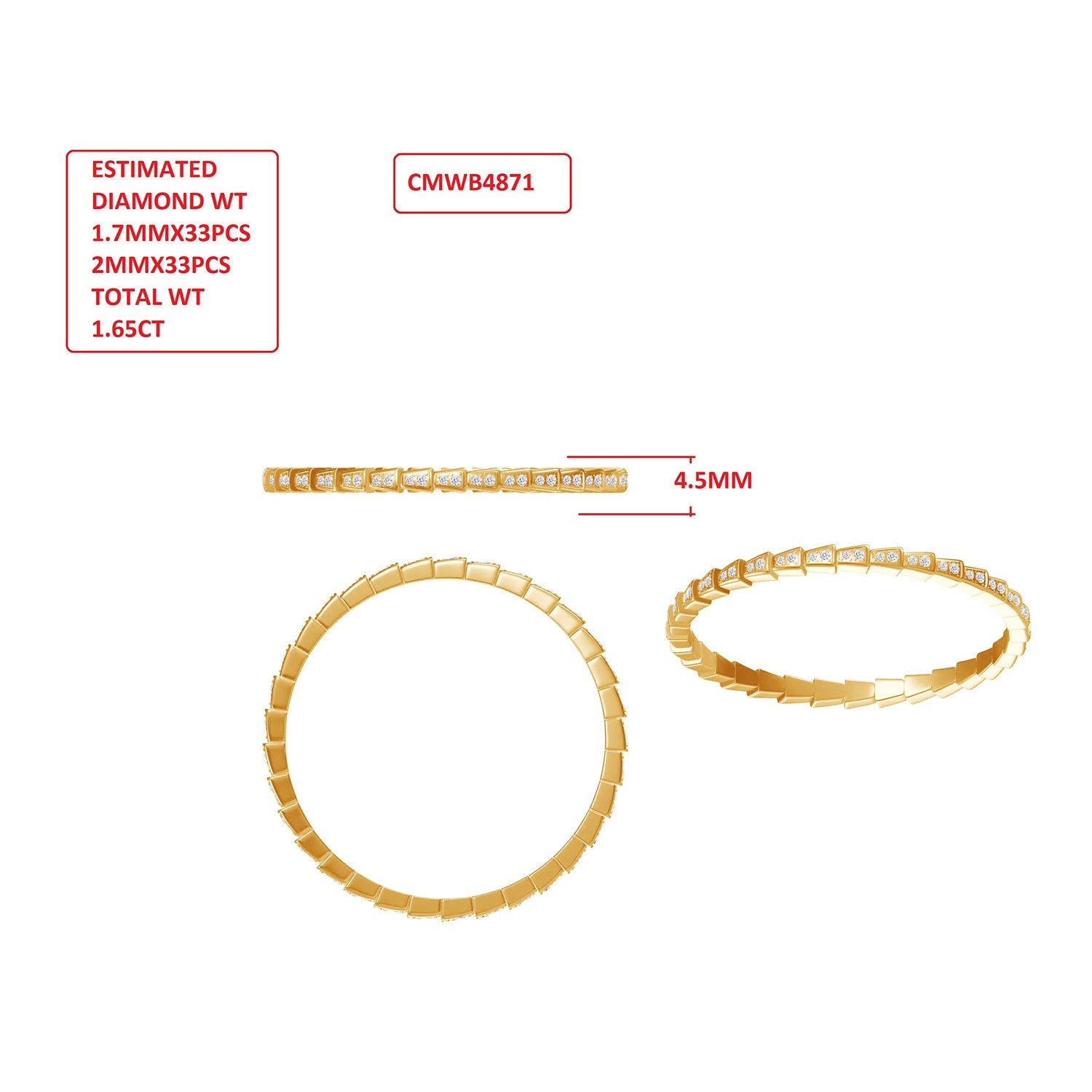 Cuff Bangle Bracelet In Lab Grown Diamond