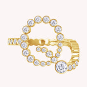 Bubble Round Lab Created Moissanite Initial Letter Ring